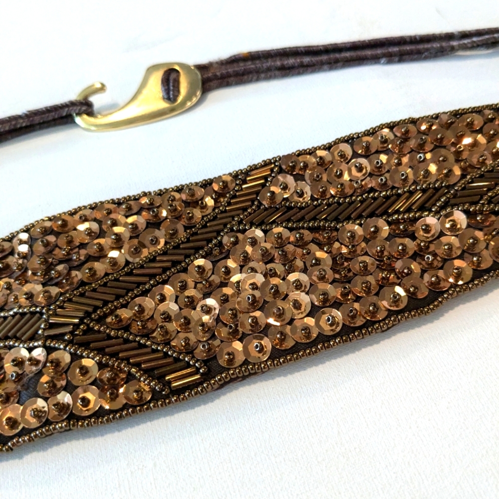 Vintage Milor Handmade Sequin and Beads 30's Ladies Waist Belt One Size - Picture 4 of 16